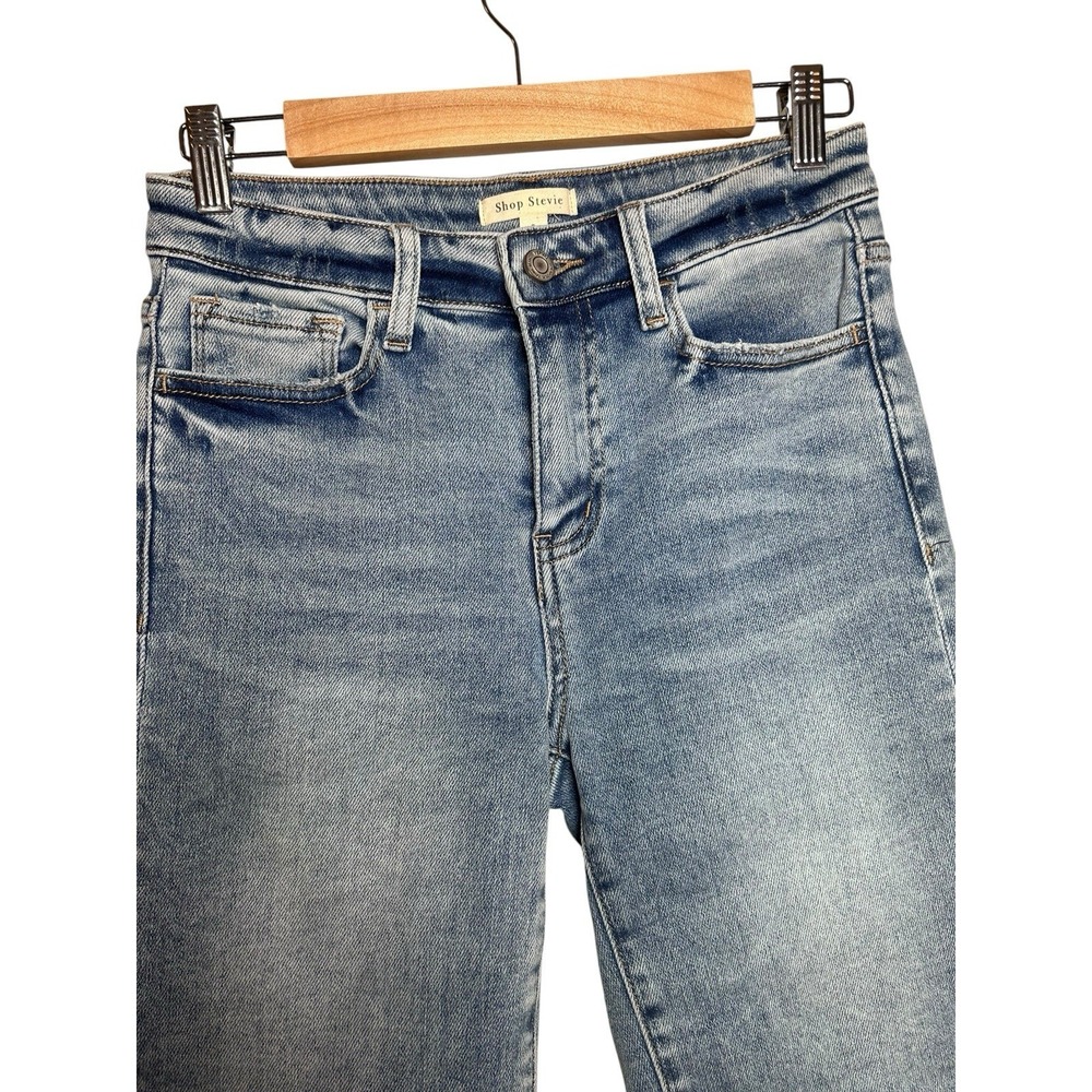 Shop Stevie Cut Off Jean Shorts Small High Rise Raw Hem Stretch Denim - Picture 3 of 11